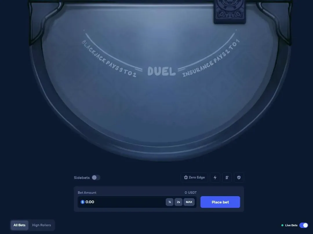 Игра Blackjack из линейки Duel Originals с высоким RTP и механикой Provably Fair